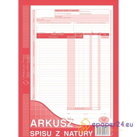 ARKUSZ SPISU Z NATURY A4 (O+1K) ARKUSZ SPISU Z NATURY A4 (O+1K)