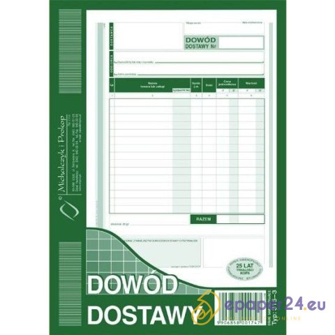 DOWÓD DOSTAWY A5 (WIELOKOPIA) DOWÓD DOSTAWY A5 (WIELOKOPIA)