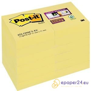 Karteczki Post-it Super Sticky 47.6x47.6mm (622-12SSCY-EU) żółte (12x90) Karteczki Post-it Super Sticky 47.6x47.6mm (622-12SSCY-EU) żółte (12x90)
