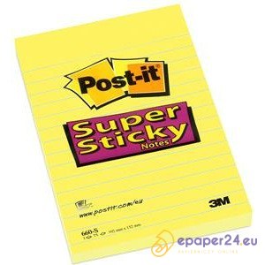KARTECZKI POST-IT SUPER STICKY 102x152mm ŻÓŁTE (75) KARTECZKI POST-IT SUPER STICKY 102x152mm ŻÓŁTE (75)