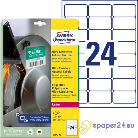 ETYKIETY A4 AVERY 63,5*33,9mm POLIETYLEN BIAŁE (10) ETYKIETY A4 AVERY 63,5*33,9mm POLIETYLEN BIAŁE (10)
