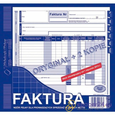 FAKTURA VAT 2/3 A4 (O+2K) FAKTURA VAT 2/3 A4 (O+2K)