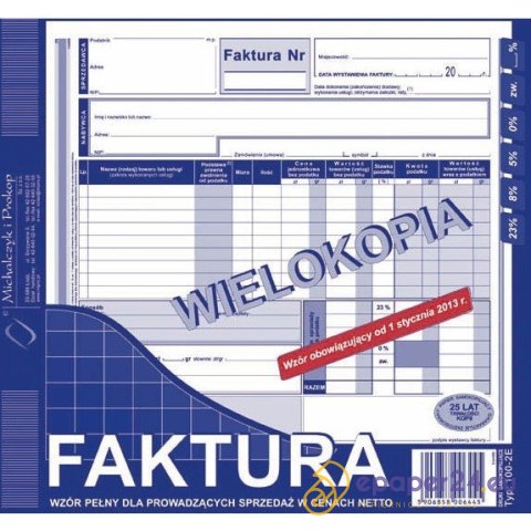 FAKTURA VAT 2/3 A4 (WIELOKOPIA) FAKTURA VAT 2/3 A4 (WIELOKOPIA)