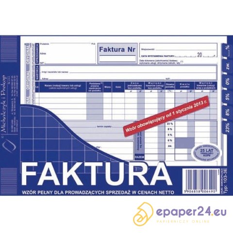 FAKTURA VAT A5 (O+1K) FAKTURA VAT A5 (O+1K)