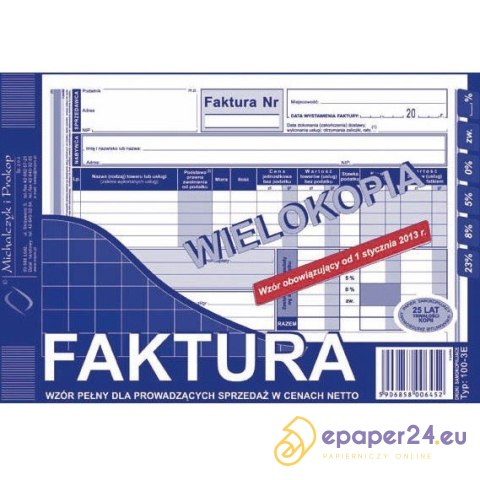 FAKTURA VAT A5 (WIELOKOPIA) FAKTURA VAT A5 (WIELOKOPIA)