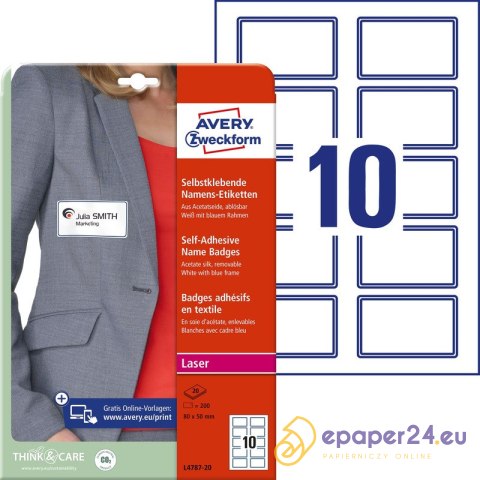 IDENTYFIKATORY SAMOPRZYLEPNE AVERY 50*80mm (10*20) IDENTYFIKATORY SAMOPRZYLEPNE AVERY 50*80mm (10*20)