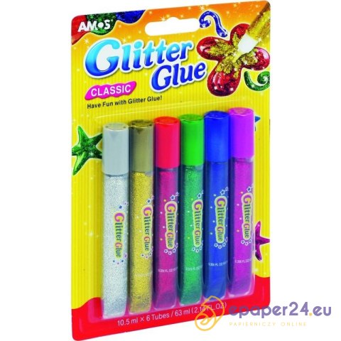 KLEJ Z BROKATEM AMOS 10,5ml*6 KOLORÓW KLEJ Z BROKATEM AMOS 10,5ml*6 KOLORÓW