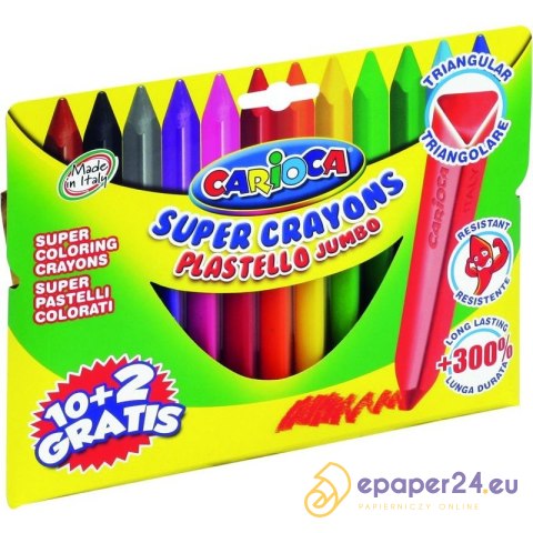 KREDKI CARIOCA PLASTELLO JUMBO 12 KOLORÓW KREDKI CARIOCA PLASTELLO JUMBO 12 KOLORÓW