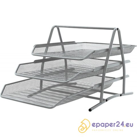 Zestaw 3 półek na dokumenty Q-Connect metalowy srebrny Zestaw 3 półek na dokumenty Q-Connect metalowy srebrny