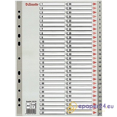 PRZEKŁADKI PP ESSELTE A4 1-54 SZARE PRZEKŁADKI PP ESSELTE A4 1-54 SZARE