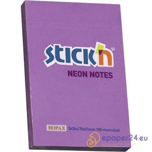 KARTECZKI STICK'N 51*76mm FIOLETOWE NEON (100) KARTECZKI STICK'N 51*76mm FIOLETOWE NEON (100)