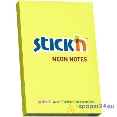 KARTECZKI STICK'N 51*76mm ŻÓŁTE NEON (100) KARTECZKI STICK'N 51*76mm ŻÓŁTE NEON (100)