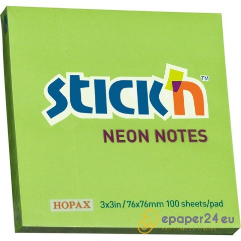 KARTECZKI STICK'N 76*76mm ZIELONE NEON (100) KARTECZKI STICK'N 76*76mm ZIELONE NEON (100)