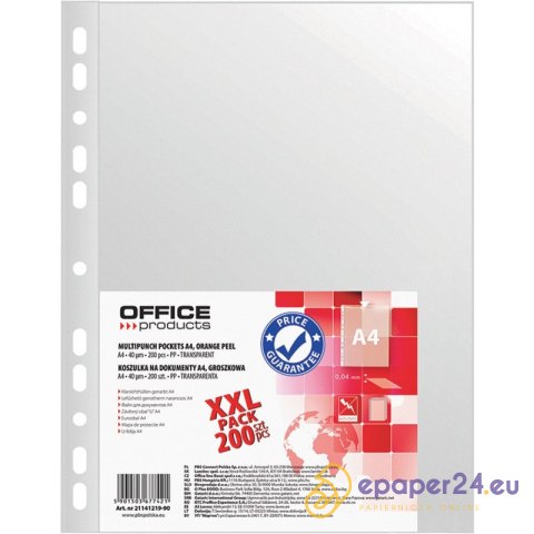 Koszulki Office Products A4/40µm groszkowe (200) Koszulki Office Products A4/40µm groszkowe (200)