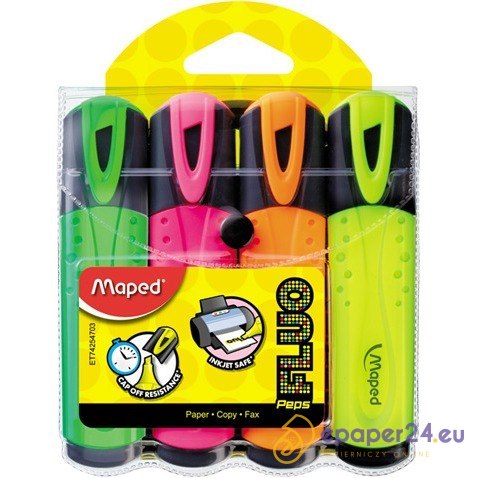 ZAKREŚLACZE MAPED FLUO PEPS 4 KOLORY ZAKREŚLACZE MAPED FLUO PEPS 4 KOLORY