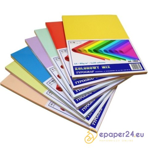 PAPIER TYPOGRAF A3/80 G MIX 20 X 5 KOLORÓW (100) PAPIER TYPOGRAF A3/80 G MIX 20 X 5 KOLORÓW (100)