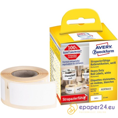 Etykiety na rolce Avery Zweckform 25x54mm Heavy Duty białe (160) Etykiety na rolce Avery Zweckform 25x54mm Heavy Duty białe (160)