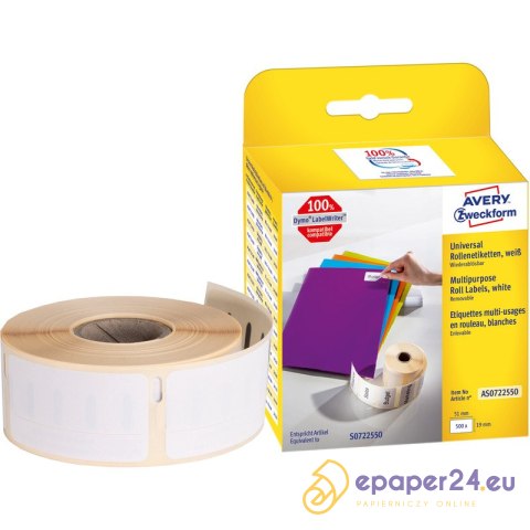 Etykiety na rolce Avery Zweckform 19x51mm białe (500) Etykiety na rolce Avery Zweckform 19x51mm białe (500)