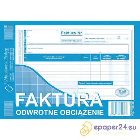 FAKTURA ODWROTNE OBCIĄŻENIE A5 FAKTURA ODWROTNE OBCIĄŻENIE A5