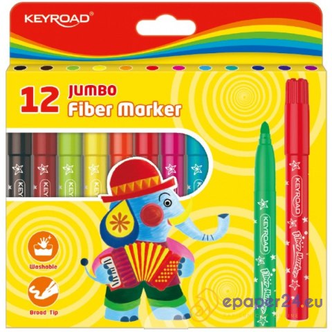 Flamastry Keyroad Fiber Marker Jumbo 12 kolorów Flamastry Keyroad Fiber Marker Jumbo 12 kolorów
