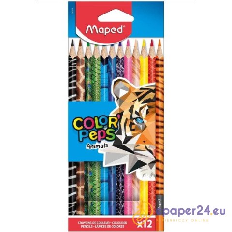 KREDKI OŁÓWKOWE MAPED COLOR'PEPS ANIMALS 12 KOLORÓW KREDKI OŁÓWKOWE MAPED COLOR'PEPS ANIMALS 12 KOLORÓW