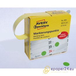 KÓŁKA AVERY śr.10mm TRWAŁE ZIELONE (800)