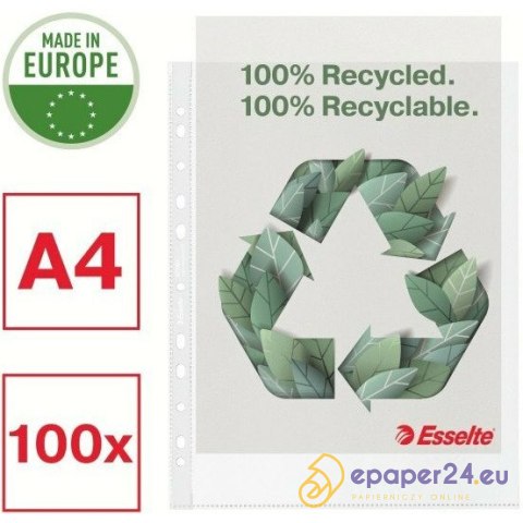 Koszulki Esselte Recycled Premium Maxi A4+/100µm groszkowe (100) Koszulki Esselte Recycled Premium Maxi A4+/100µm groszkowe (100)