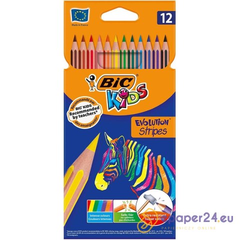 Kredki ołówkowe BiC Kids Evolution Stripes 12 kolorów Kredki ołówkowe BiC Kids Evolution Stripes 12 kolorów