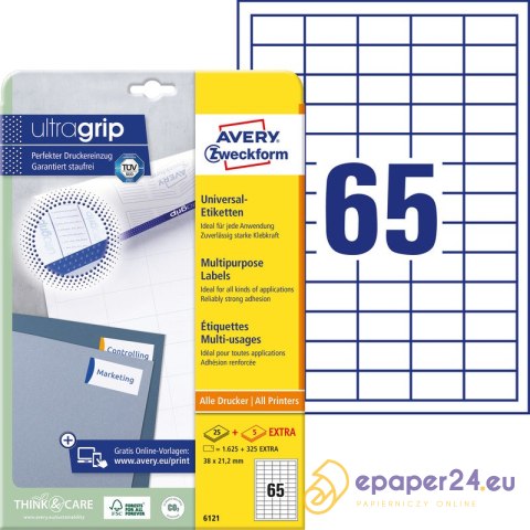 ETYKIETY AVERY A4 38x21.2mm BIAŁE (65x30) ETYKIETY AVERY A4 38x21.2mm BIAŁE (65x30)