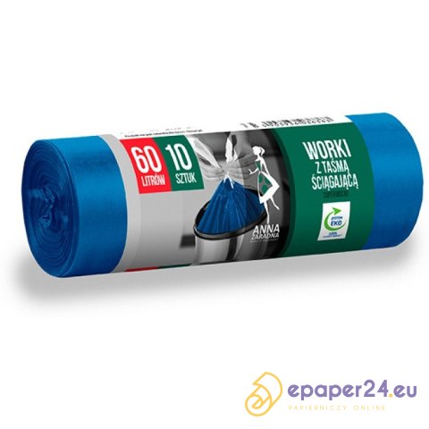 Worki na śmieci Anna Zaradna 60L LDPE z taśmą niebieskie (10) Worki na śmieci Anna Zaradna 60L LDPE z taśmą niebieskie (10)