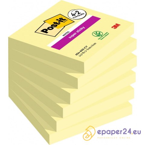 Karteczki Post-it 76x76mm (654-P6SSCY) żółte (6x90) Karteczki Post-it 76x76mm (654-P6SSCY) żółte (6x90)
