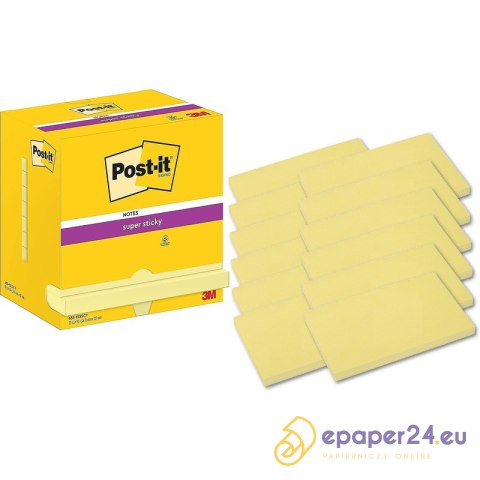 Karteczki Post-it Super Sticky 76x127mm (655-12SSCY) żółte (12x90) Karteczki Post-it Super Sticky 76x127mm (655-12SSCY) żółte (12x90)