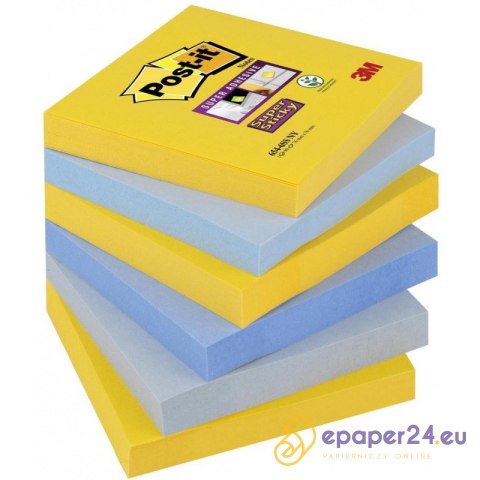 Karteczki Post-it Super Sticky 76x76mm (654-6SS-NY) mix kolorów (6x90) Karteczki Post-it Super Sticky 76x76mm (654-6SS-NY) mix kolorów (6x90)