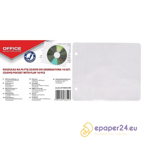 Koperty na płyty Office Products wpinane transparentne (10) Koperty na płyty Office Products wpinane transparentne (10)