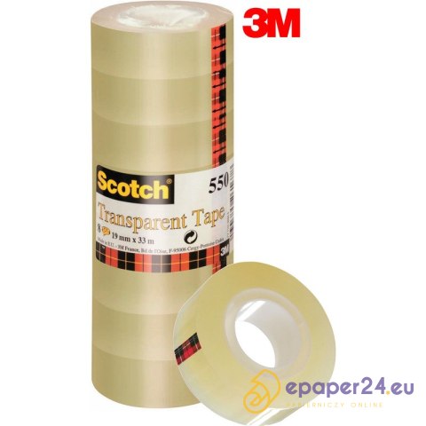 Taśma biurowa Scotch 550 19mm/33m transparentna (8) Taśma biurowa Scotch 550 19mm/33m transparentna (8)