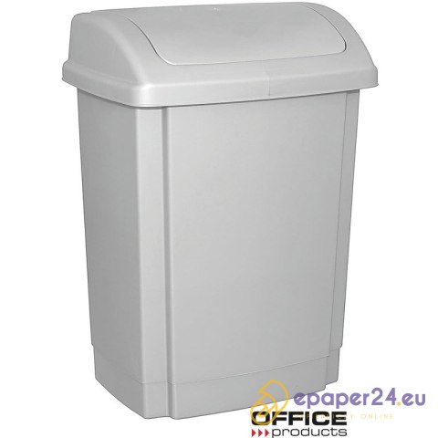 Kosz na śmieci Office Products 15L z pokrywą szary Kosz na śmieci Office Products 15L z pokrywą szary
