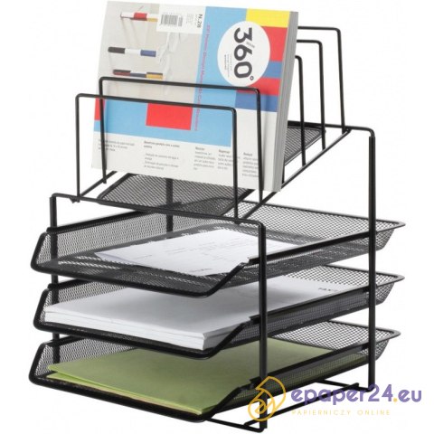 Organizer na biurko Q-Connect 3 półki i sorter metalowy czarny Organizer na biurko Q-Connect 3 półki i sorter metalowy czarny