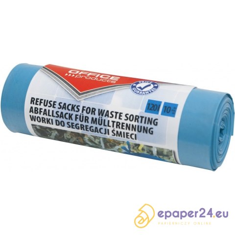 Worki na śmieci Office Products 120L LDPE niebieskie (10) Worki na śmieci Office Products 120L LDPE niebieskie (10)