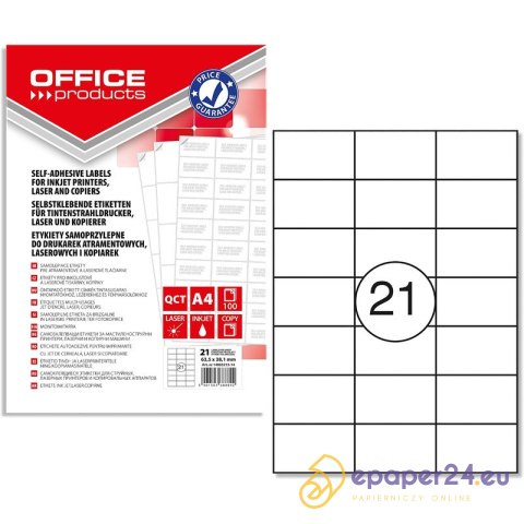 Etykiety Office Products A4 63.5x38.1mm białe (100) Etykiety Office Products A4 63.5x38.1mm białe (100)