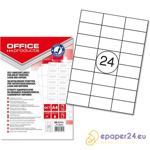 Etykiety Office Products A4 70x36mm białe (100) Etykiety Office Products A4 70x36mm białe (100)