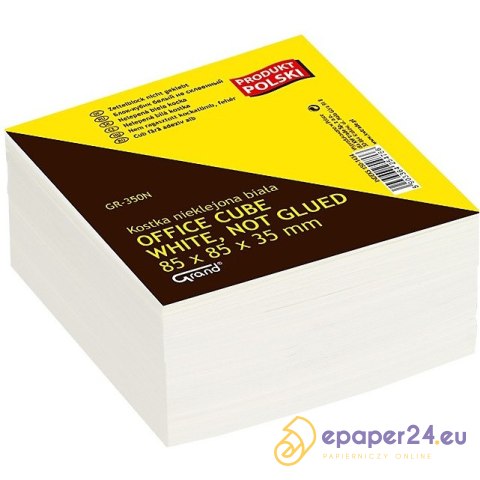 Kostka papierowa Grand 85x85x35mm nieklejona biała Kostka papierowa Grand 85x85x35mm nieklejona biała