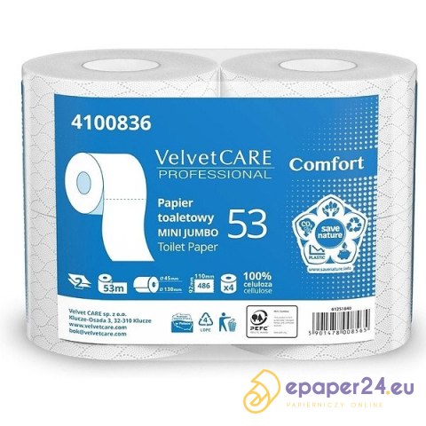 Papier toaletowy Velvet Care Comfort 2w celuloza biały (4) Papier toaletowy Velvet Care Comfort 2w celuloza biały (4)