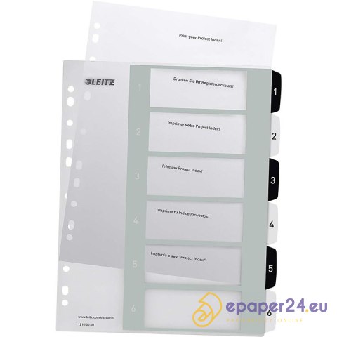 Przekładki PP Leitz Wow A4 Maxi A4 1-6 (do nadruku) biało-czarne Przekładki PP Leitz Wow A4 Maxi A4 1-6 (do nadruku) biało-czarne