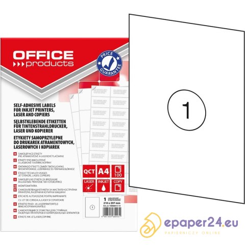 Etykiety Office Products A4 210x297mm białe (100) Etykiety Office Products A4 210x297mm białe (100)