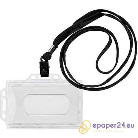 Identyfikator Donau 56x90mm PCV 2 uchwyty z taśmą czarną Identyfikator Donau 56x90mm PCV 2 uchwyty z taśmą czarną