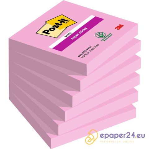 KARTECZKI POST-IT SUPER STICKY 76x76mm RÓŻOWE (6x90) KARTECZKI POST-IT SUPER STICKY 76x76mm RÓŻOWE (6x90)
