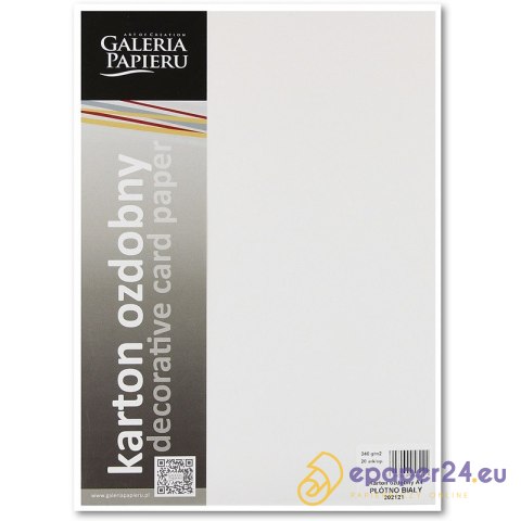 Karton ozdobny Galeria Papieru A4/240g Płótno biały (20) Karton ozdobny Galeria Papieru A4/240g Płótno biały (20)