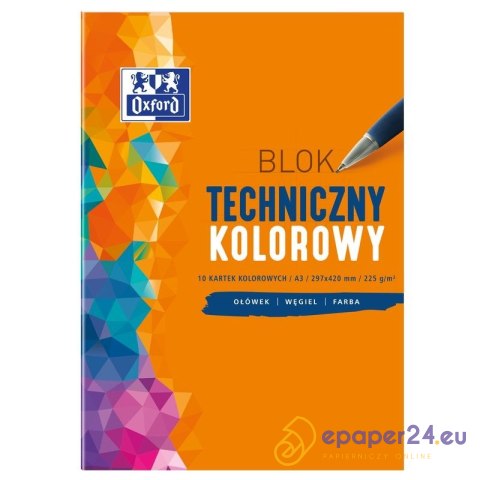 Blok techniczny Oxford A3/10k kolorowy Blok techniczny Oxford A3/10k kolorowy